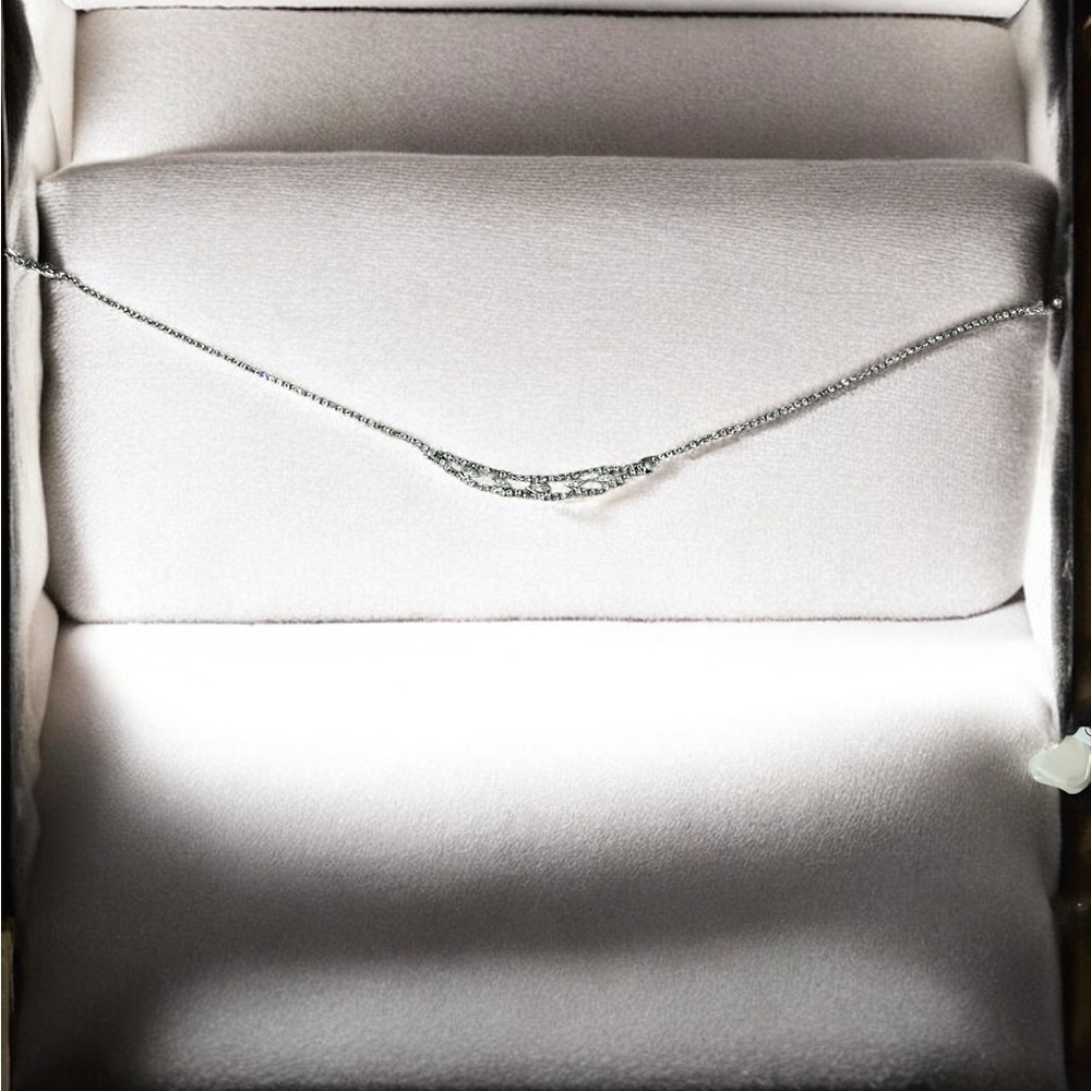 Crystal silver tone princess necklace w/fold over clip clasp ππππ - Picture 2 of 3